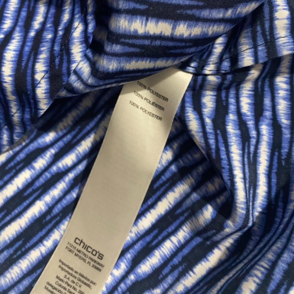 Chico’s Striped Patterned Short Sleeve Quarter Bu… - image 8